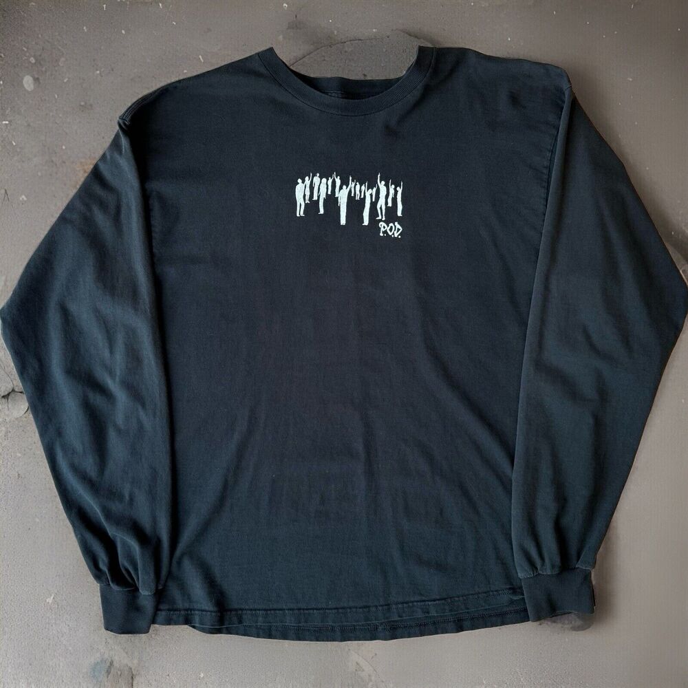 Vintage POD Southtown Shirt 2XL Black 90s Rock Music Punk Skater Long Sleeve